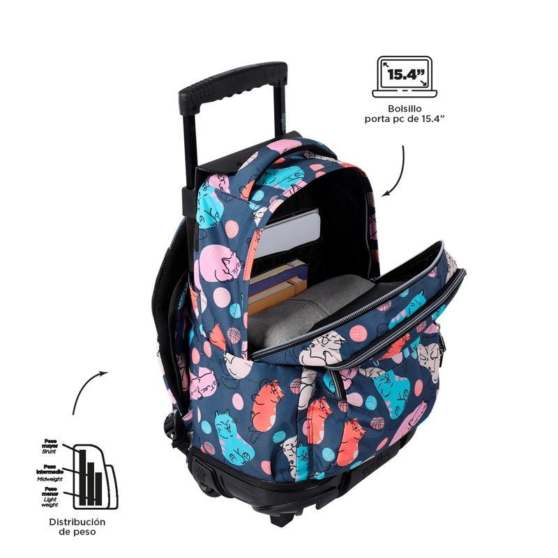 MOCHILA CON RUEDAS NIÑA BOMPER RENGLON GRIS MISSI - 5