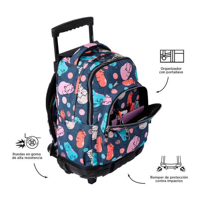 MOCHILA CON RUEDAS NIÑA BOMPER RENGLON GRIS MISSI - 6