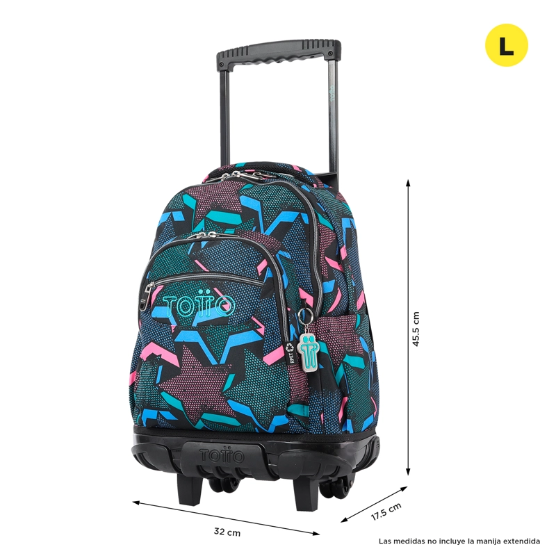 MOCHILA CON RUEDAS NIÑA BOMPER RENGLON NEGRO LETY BLACK - 3