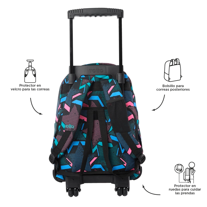 MOCHILA CON RUEDAS NIÑA BOMPER RENGLON NEGRO LETY BLACK - 4