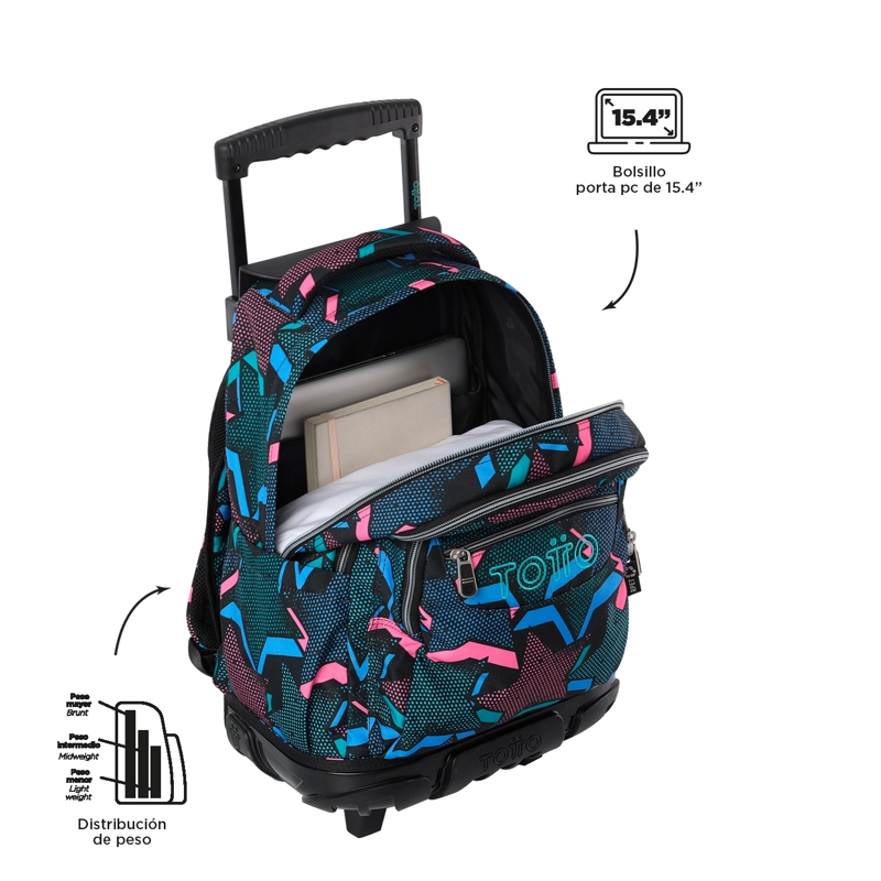 MOCHILA CON RUEDAS NIÑA BOMPER RENGLON NEGRO LETY BLACK - 5
