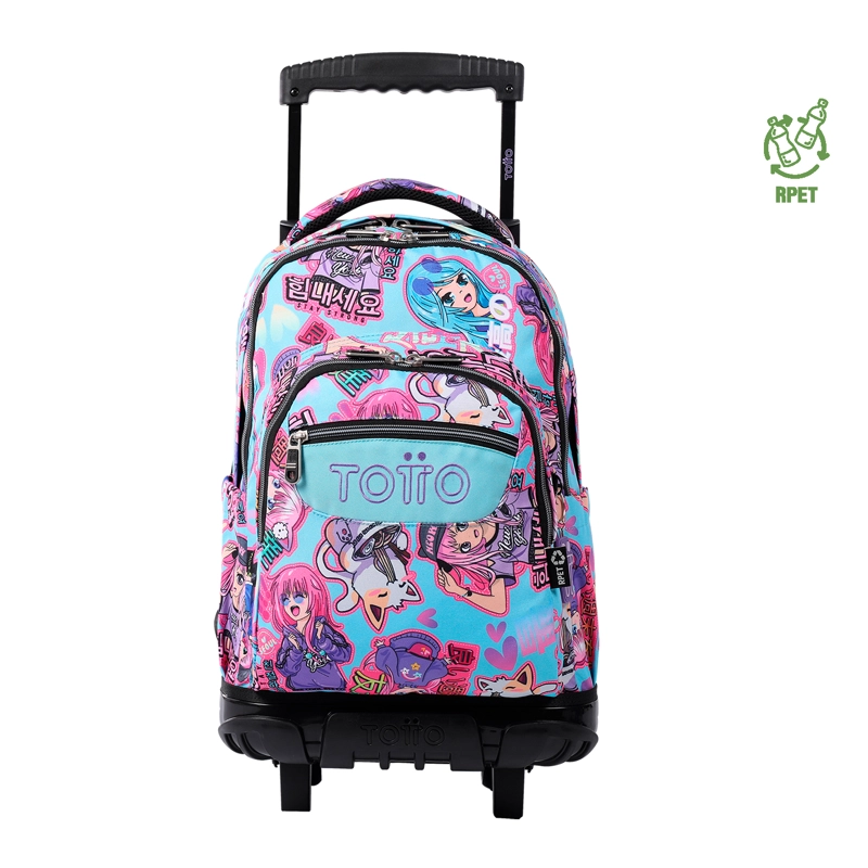 MOCHILA CON RUEDAS NIÑA BOMPER RENGLON AZUL ANIME GIRLS - 1