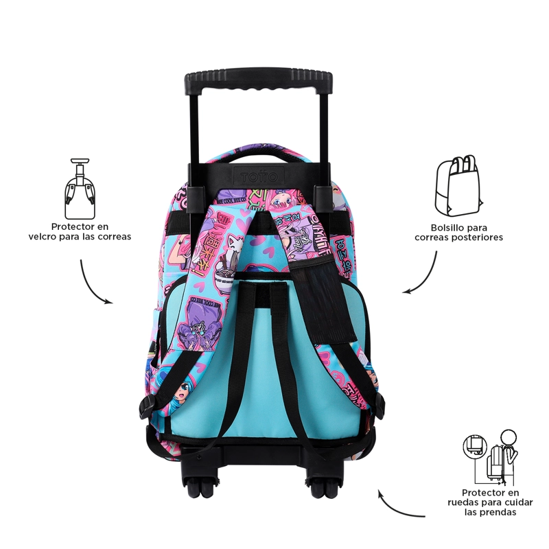 MOCHILA CON RUEDAS NIÑA BOMPER RENGLON AZUL ANIME GIRLS - 4