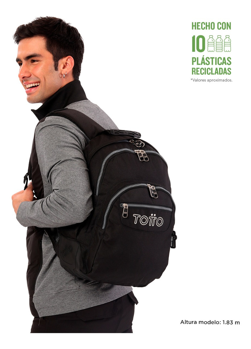 TOTTO MOCHILA ESCOLAR IMPERMEABLE RPET NIÑO JUVENIL ECO002 - 2
