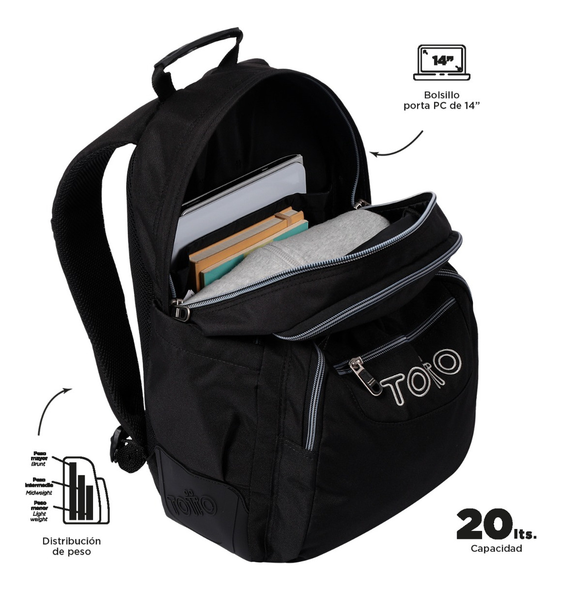 TOTTO MOCHILA ESCOLAR IMPERMEABLE RPET NIÑO JUVENIL ECO002 - 5