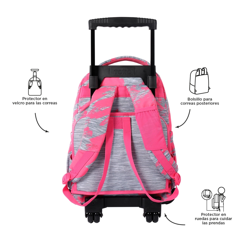 MOCHILA CON RUEDAS NIÑA BOMPER RENGLON ROSADO DINA - 4