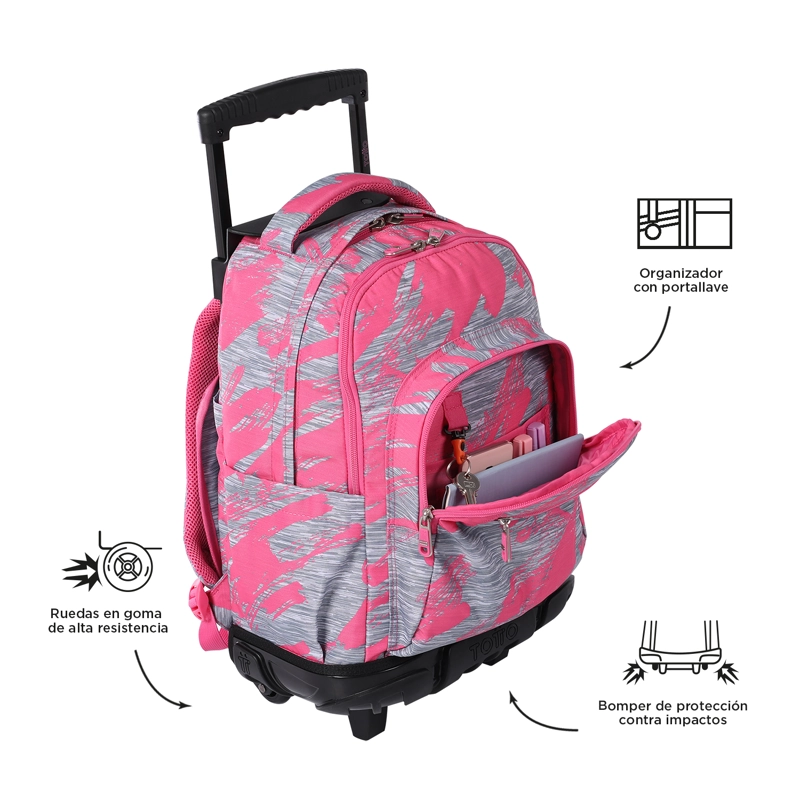 MOCHILA CON RUEDAS NIÑA BOMPER RENGLON ROSADO DINA - 6