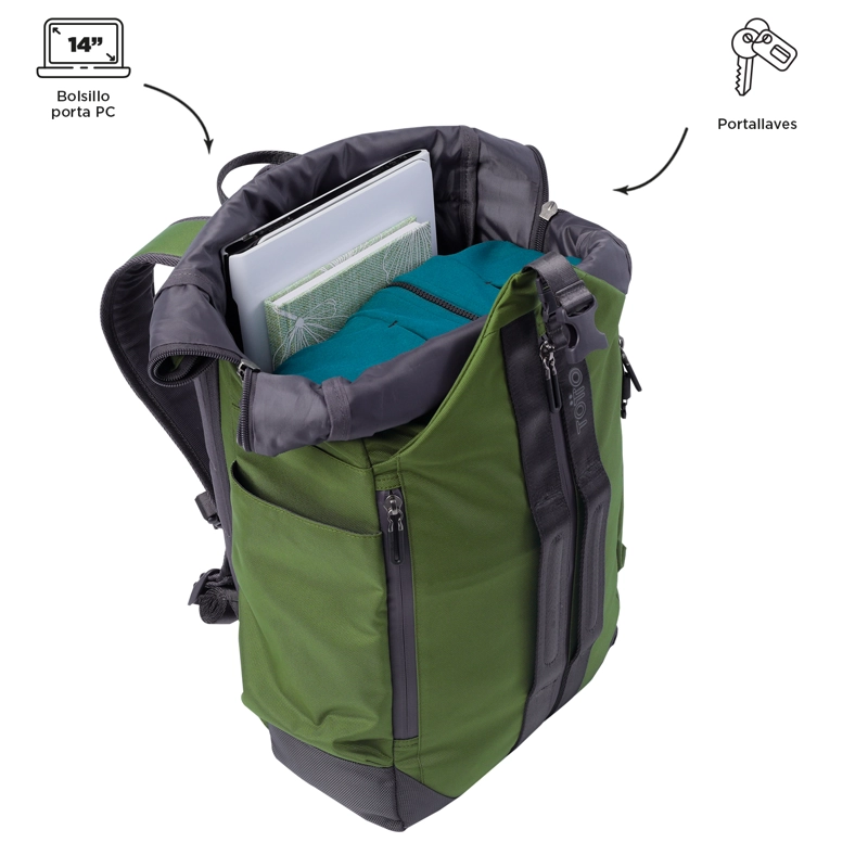 MOCHILA PARA HOMBRE SPURN 2.0 PORTA NOTEBOOK 14' VERDE - 6