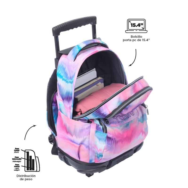 MOCHILA ESCOLAR CON RUEDAS BOMPER RENGLON GLITTER PALLAY - 5