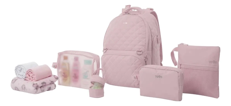 MOCHILA MATERNAL BABYBAO TOTTO PAÑALERA GRANDE ROSADO MUJER - 9