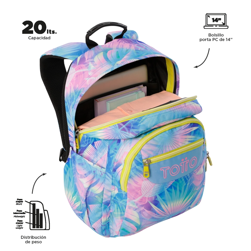 MOCHILA ESCOLAR NIÑA NOTEBOOK 14' ACUARELA AZUL - 5