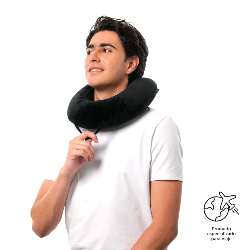 ALMOHADA CUELLO DE VIAJE MEMORY FOAM JET PILLOW NEGRA - 2