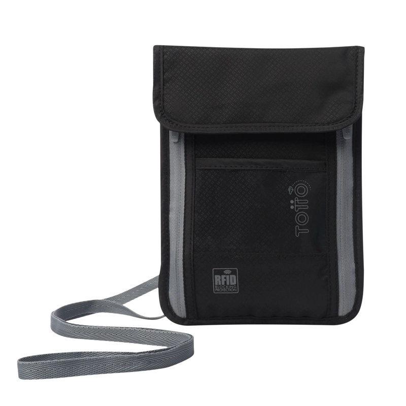 PORTAPASAPORTE DE SEGURIDAD RFID HANG NEGRO - 1