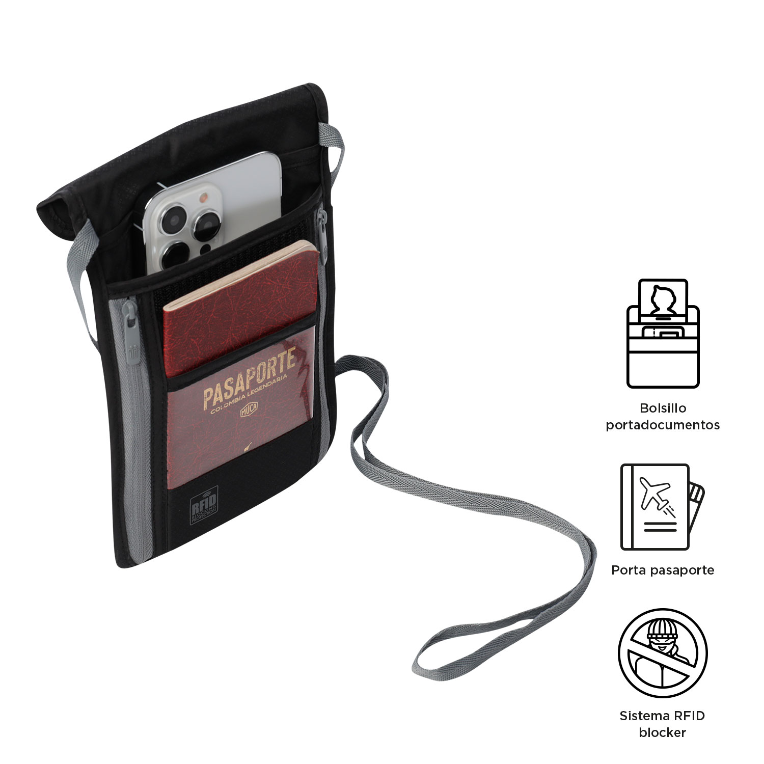 PORTAPASAPORTE DE SEGURIDAD RFID HANG TOTTO - 3