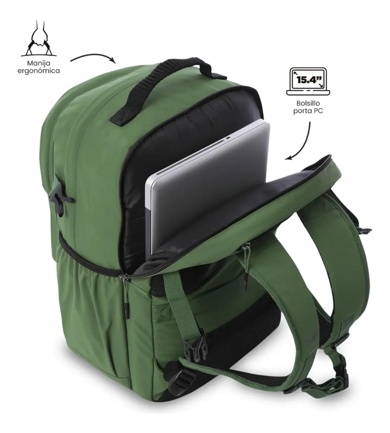 MOCHILA UNIVERSITARIO PORTA PC 15.4  SPA VERDE HOMBRE - 3