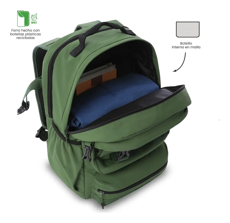 MOCHILA UNIVERSITARIO PORTA PC 15.4  SPA VERDE HOMBRE - 4