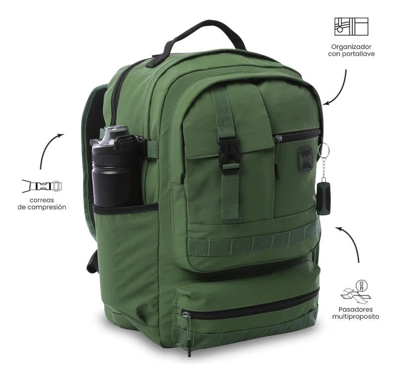MOCHILA UNIVERSITARIO PORTA PC 15.4  SPA VERDE HOMBRE - 5