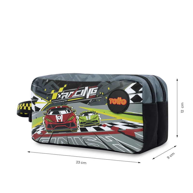 ESTUCHE ESCOLAR GRANDE PARA NIÑO 2 CUERPOS GRAND PRIX GRIS - 2