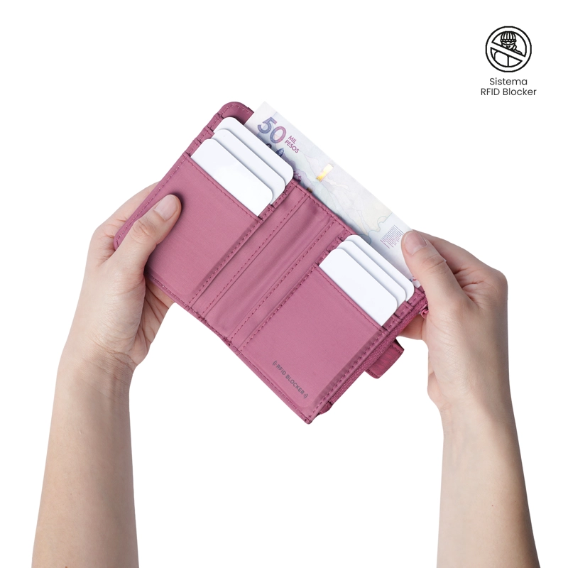 BILLETERA TOTTO RFID BLOCKER TEXTURE DULL ROSADO - 3