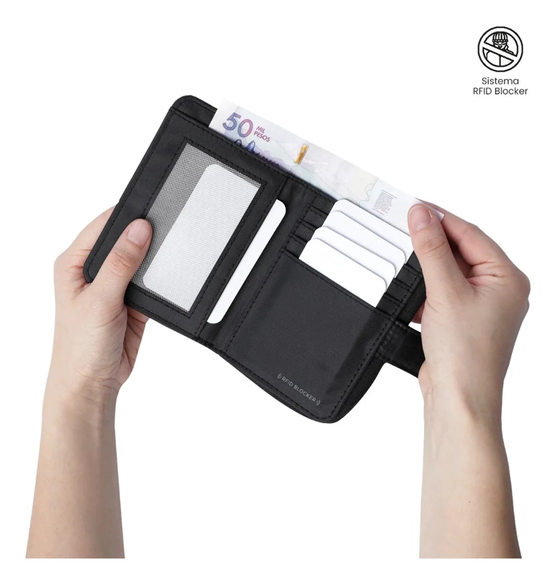 BILLETERA TEXTURE TWI CON RFID BLOCKER NEGRA - 3