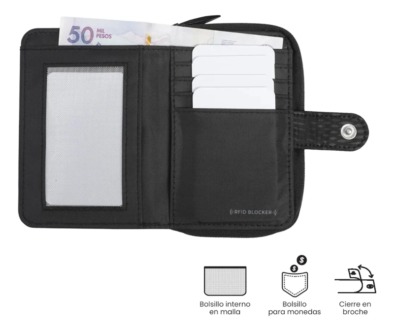 BILLETERA TEXTURE TWI CON RFID BLOCKER NEGRA - 4