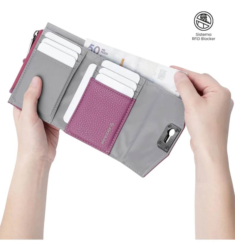 BILLETERA SMOOTH NEY CON RFID BLOCKER ROSADA - 3