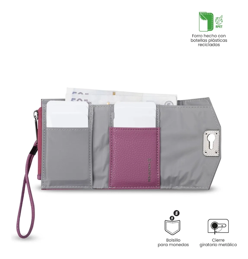 BILLETERA SMOOTH NEY CON RFID BLOCKER ROSADA - 4