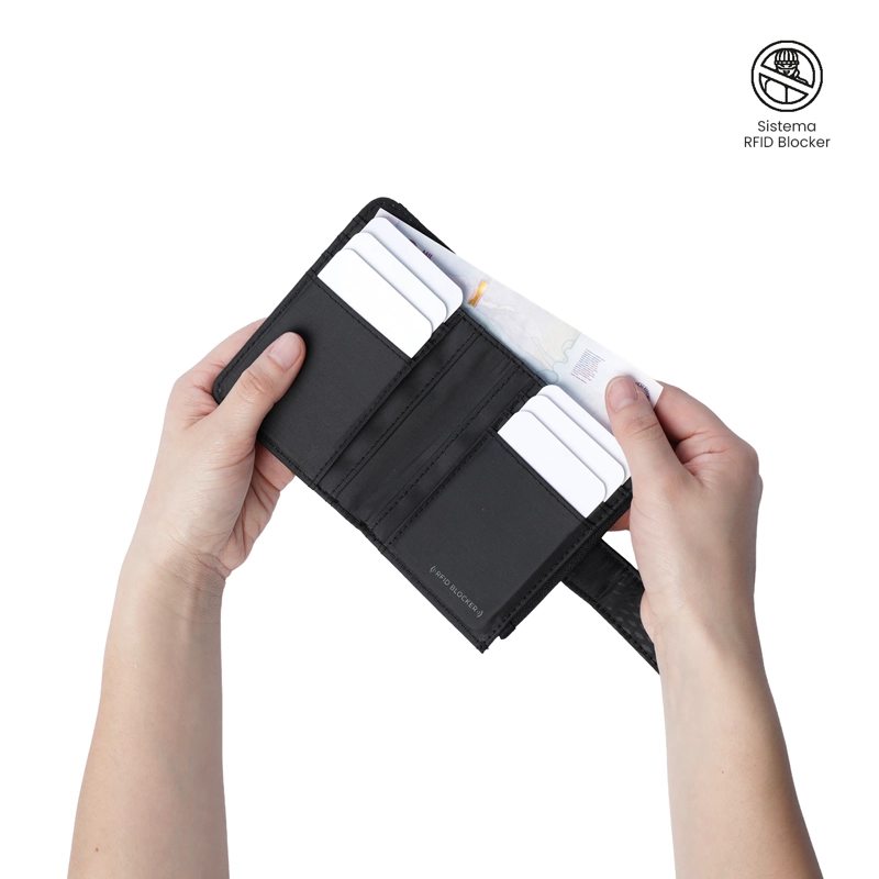BILLETERA TOTTO RFID BLOCKER TEXTURE DULL NEGRO - 3