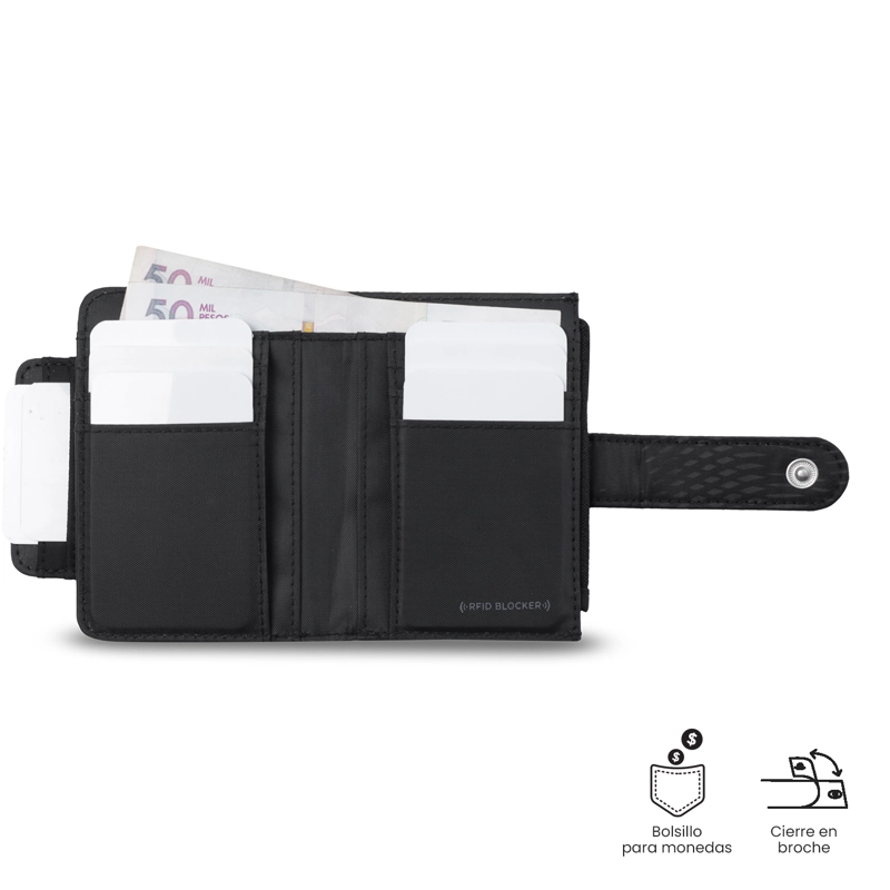 BILLETERA TOTTO RFID BLOCKER TEXTURE DULL NEGRO - 4