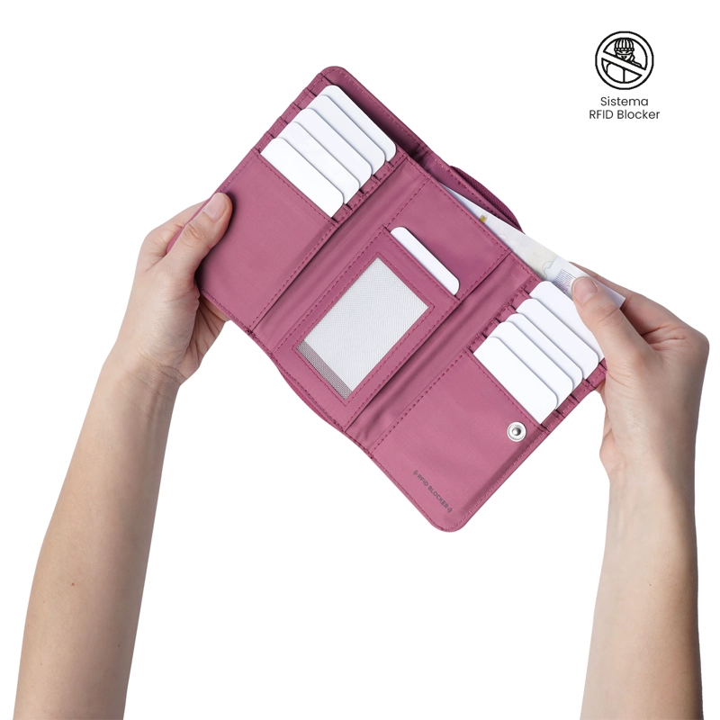 BILLETERA TOTTO RFID BLOCKER TEXTURE VAR ROSADO - 3