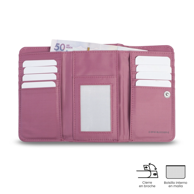 BILLETERA TOTTO RFID BLOCKER TEXTURE VAR ROSADO - 4