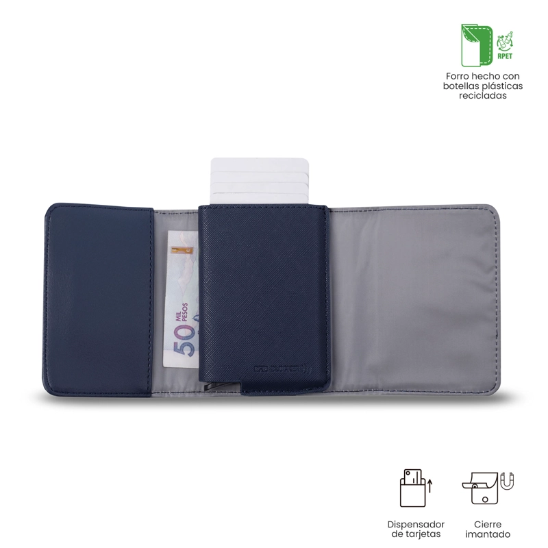 BILLETERA TOTTO RFID BLOCKER SAFFIANO SOB AZUL - 4