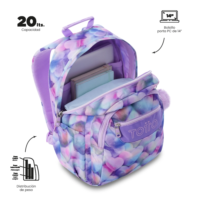 MOCHILA TOTTO PORTA PC 14' ACUARELA MORADO - 5