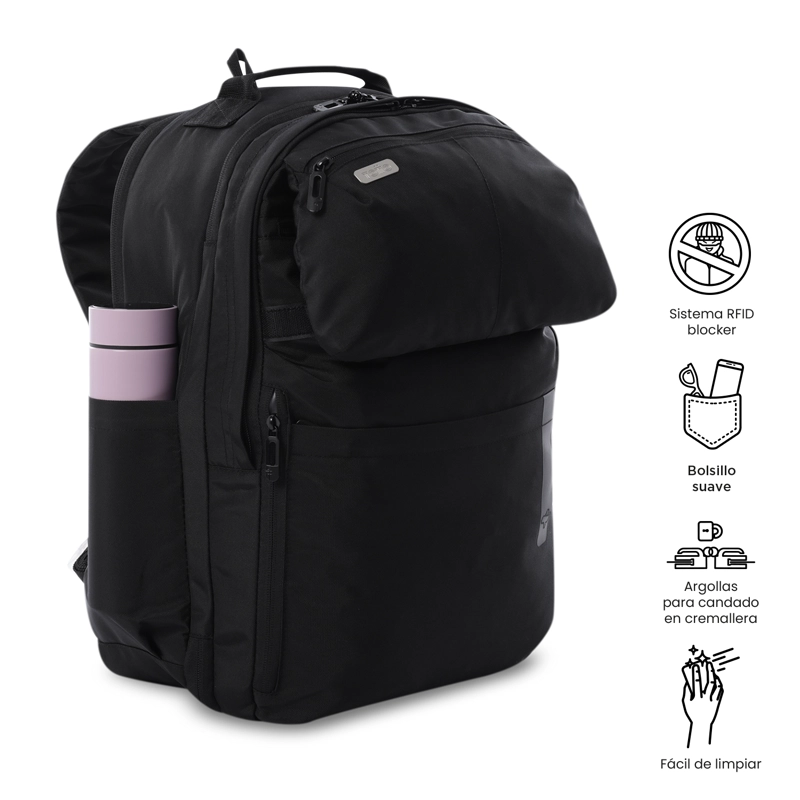 MOCHILA DE VIAJE GRANDE ELAN TRAVEL NEGRO - 5