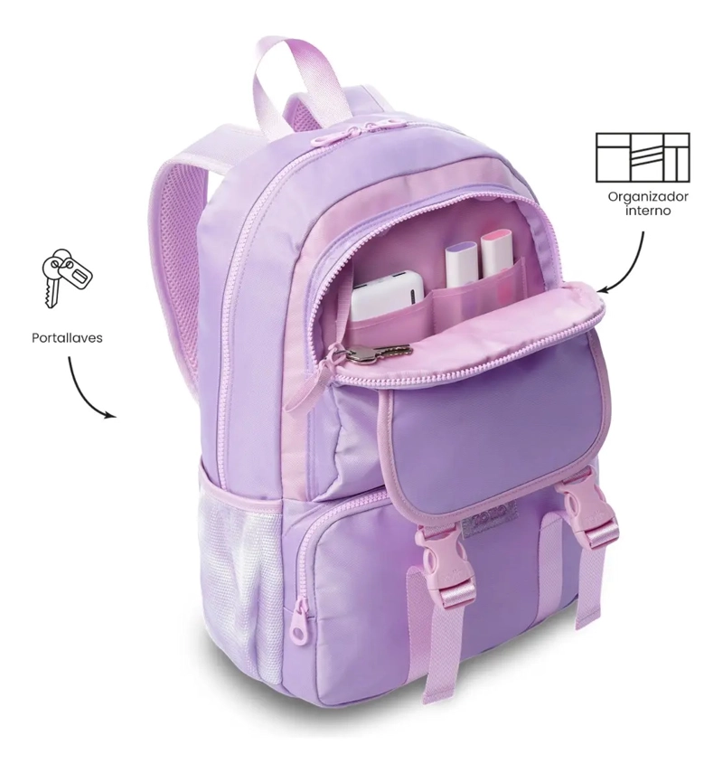 MOCHILA PARA NIÑA CLUW MEDIANO COLOR MORADO - 6