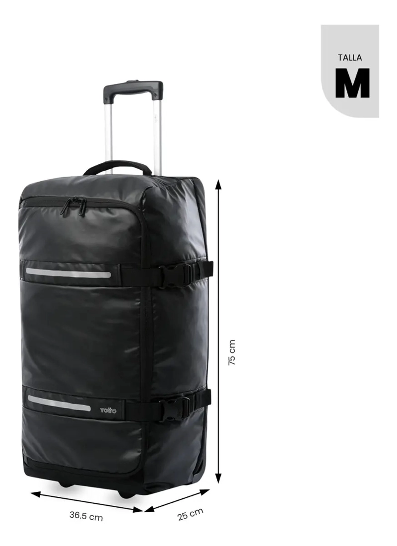 MALETA DE VIAJE TOTTO MEDIANA GREEN CODE NEGRO - 5
