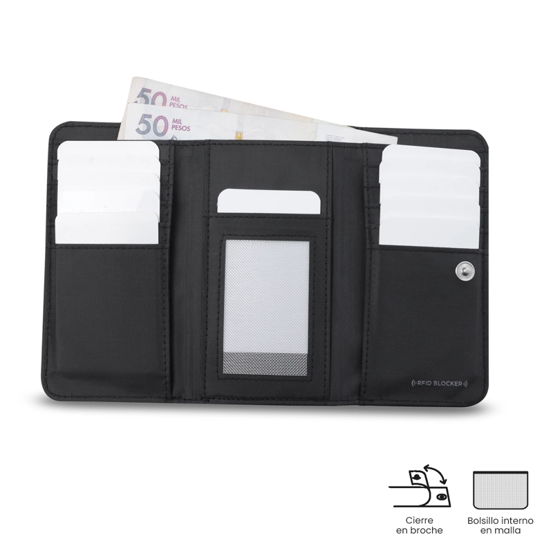 BILLETERA TOTTO RFID BLOCKER TEXTURE VAR NEGRO - 4