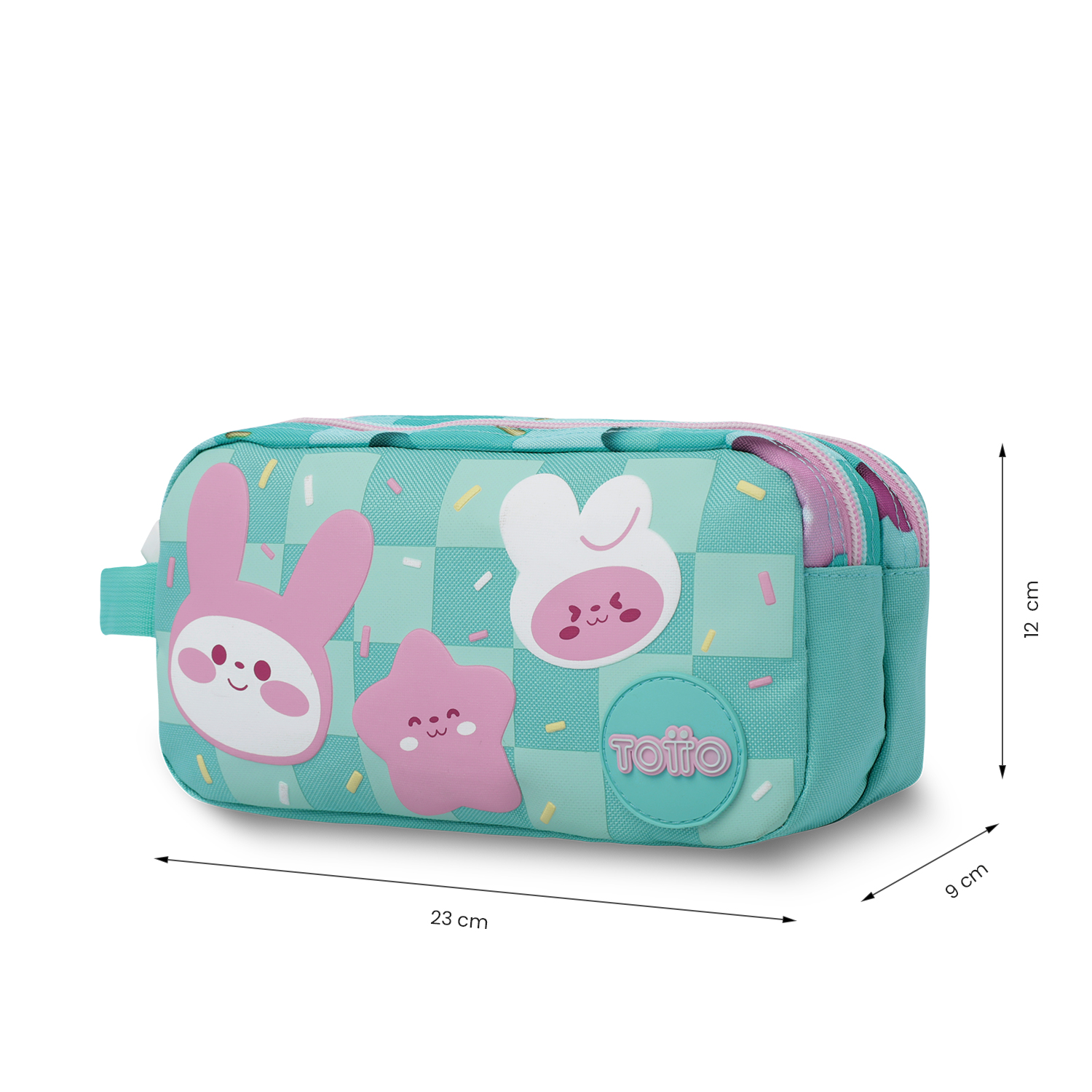 ESTUCHE ORGANIZADOR DE LAPICES TOTTO BUNNY PUMP ESCOLAR PARA NIÑAS CON 2 COMPARTIMENTOS AZUL - 2