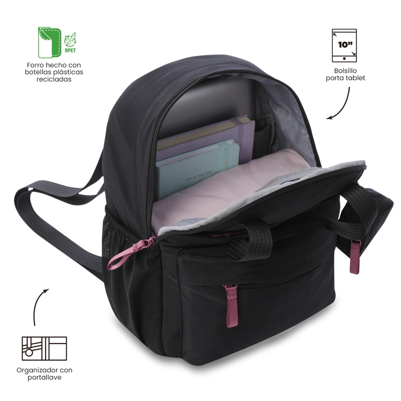 MOCHILA PORTA TABLET 10' TOTTO SUZUKA S PARA MUJER COLOR NEGRO - 5