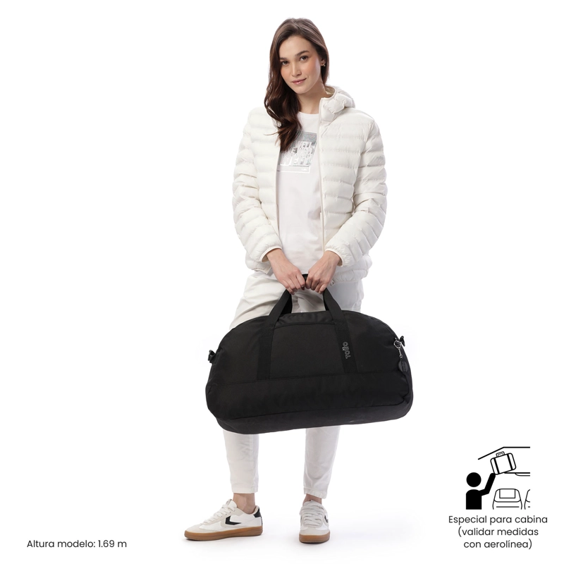 BOLSO DE VIAJE DE CABINA TOTTO RPET 55 LITROS ACTIVE L NEGRO CON CORREA AJUSTABLE - 2