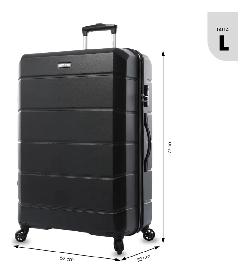 MALETA DE VIAJE TOTTO 23 KG 360 RAYATTA BODEGA NEGRO - 3