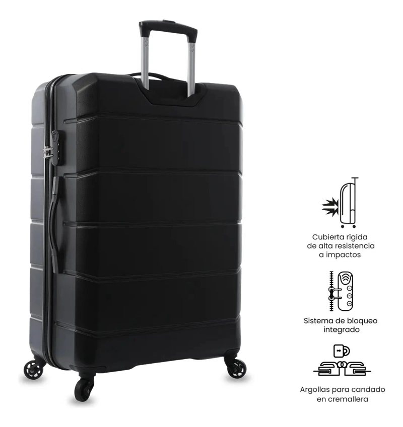 MALETA DE VIAJE TOTTO 23 KG 360 RAYATTA BODEGA NEGRO - 6