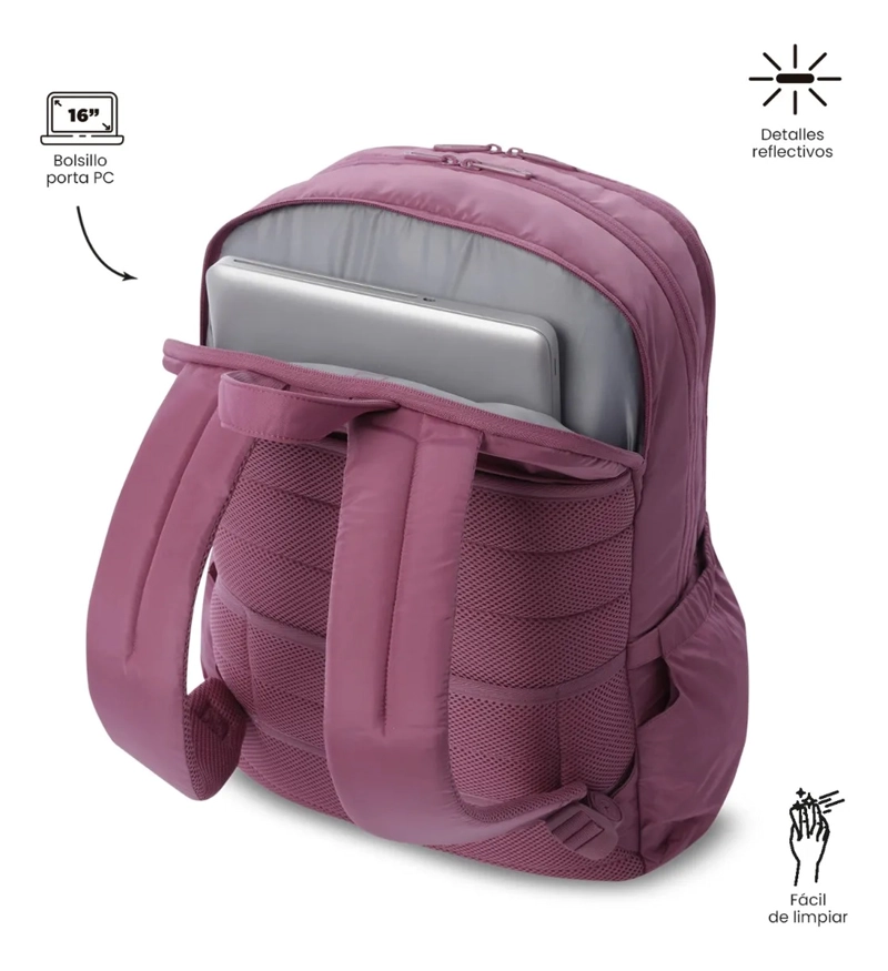 MOCHILA UNIVERSITARIO PORTA PC 16  CAMPUS ROSADO MUJER - 5
