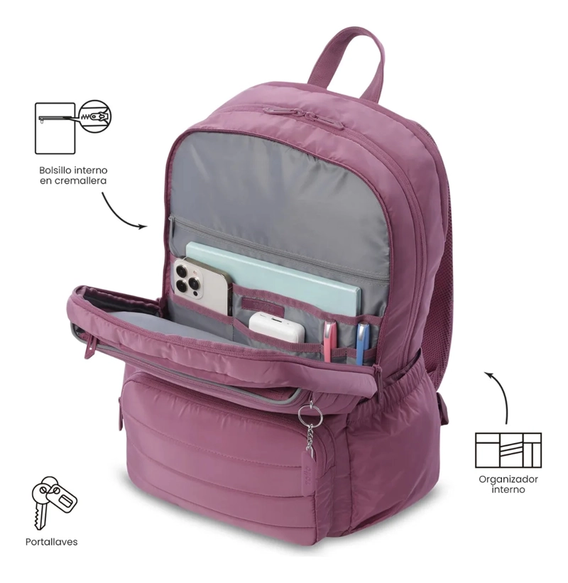 MOCHILA UNIVERSITARIO PORTA PC 16  CAMPUS ROSADO MUJER - 6