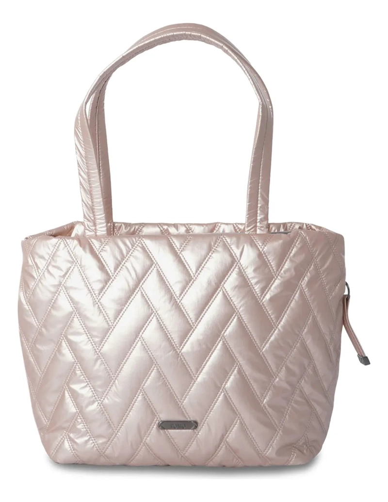 SHOPPING BAG MEDIANO PARA MUJER SAVANHA BEIGE/METALIZADO - 1