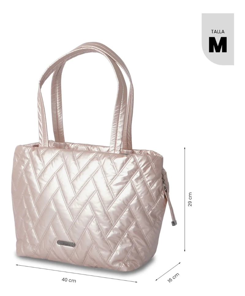 SHOPPING BAG MEDIANO PARA MUJER SAVANHA BEIGE/METALIZADO - 3