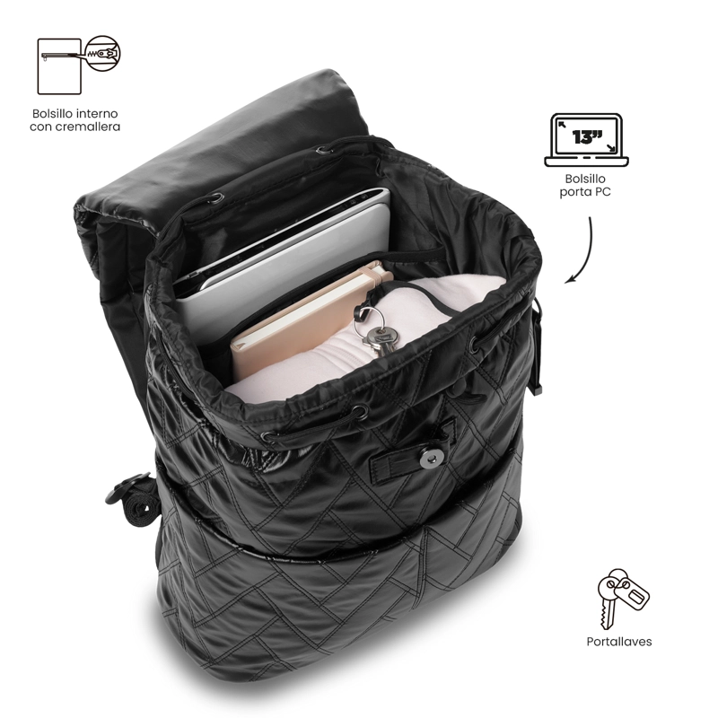 MOCHILA UNIVERSITARIO SAVANHA PORTA PC 13' NEGRO MUJER - 4