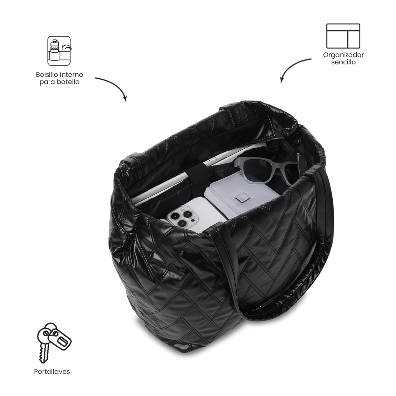 SHOPPING BAG MEDIANO PARA MUJER SAVANHA NEGRO - 5