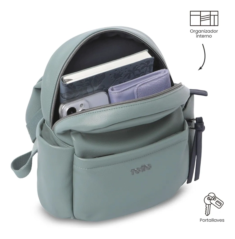 BOLSO PEQUEÑO PARA MUJER SOUL TIPO MOCHILA VERDE/AZUL - 5