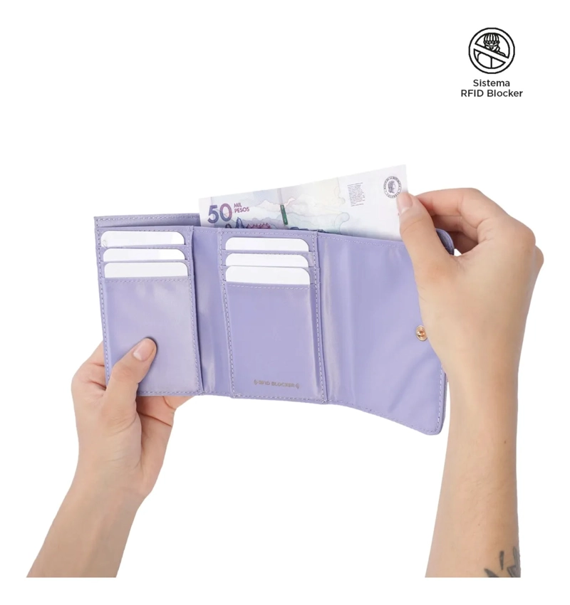 BILLETERA MUJER BEL 2.0 MEDIANA CON RFID BLOCKER MORADA - 3